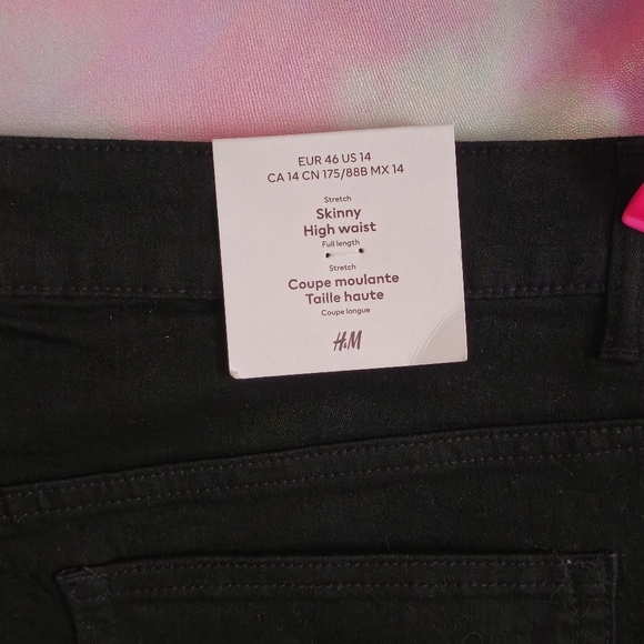 H&M Black Skinny High Waist Jeans Size 14 - Picture 6 of 7